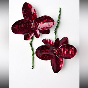 Enameled flower earrings